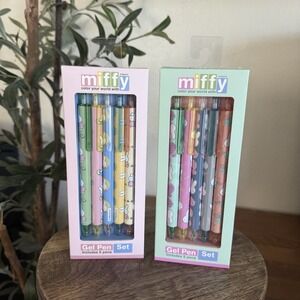 Miffy Gel Pen Set Lot 2 Flowers & Roses 5 Pens Each Stationery NIB Kawaii